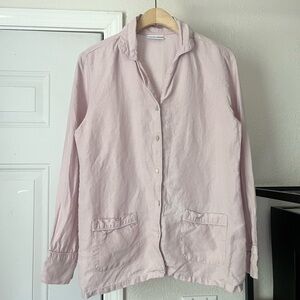 JENNIFER‎ ADAMS dusty pink blush linen pajama button up long sleeve shirt